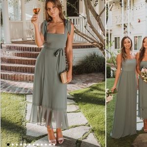 Show Me Your Mumu Claire Midi Dress, Deep Sage, Chiffon
